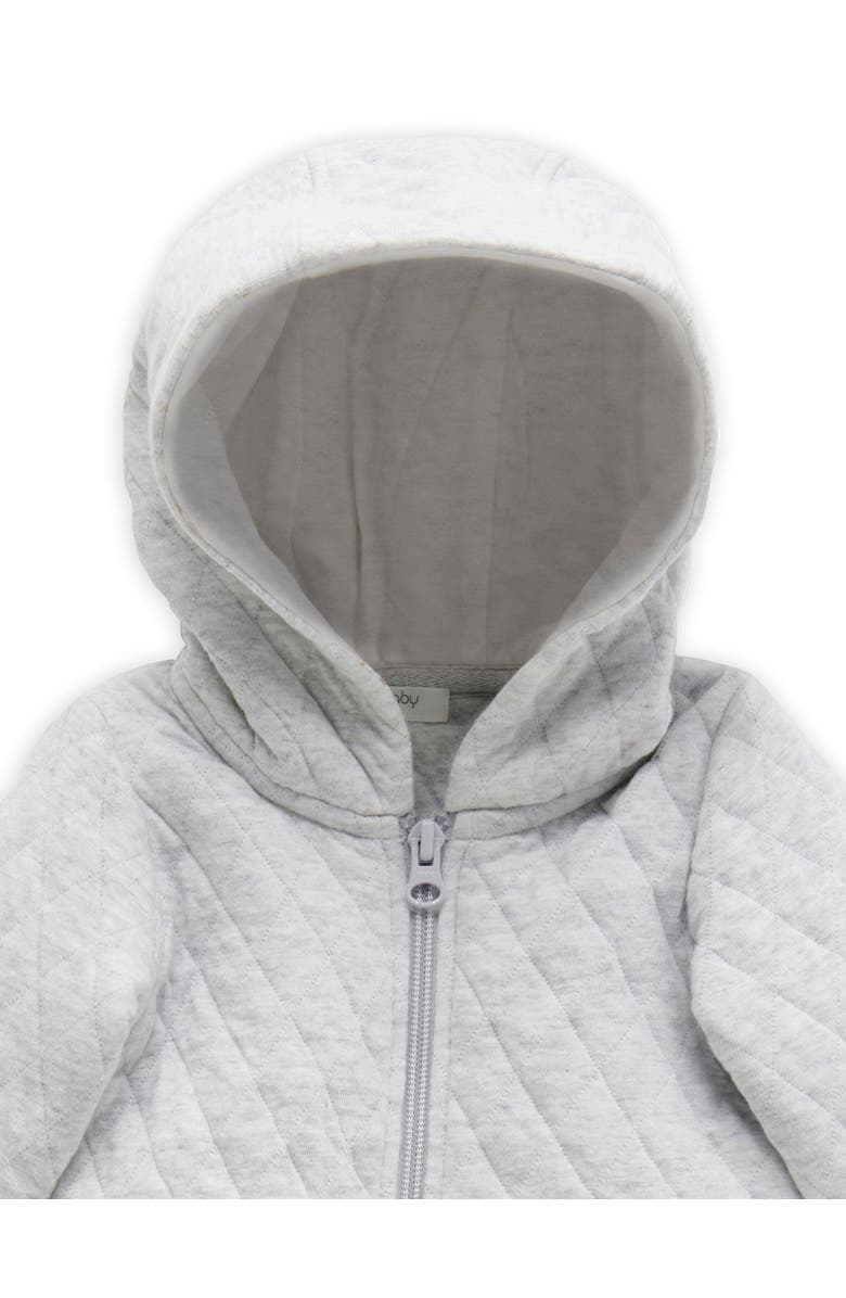 Purebaby Quilted Hooded Coverall Onsie, Alternate, color, Pale Grey Melange