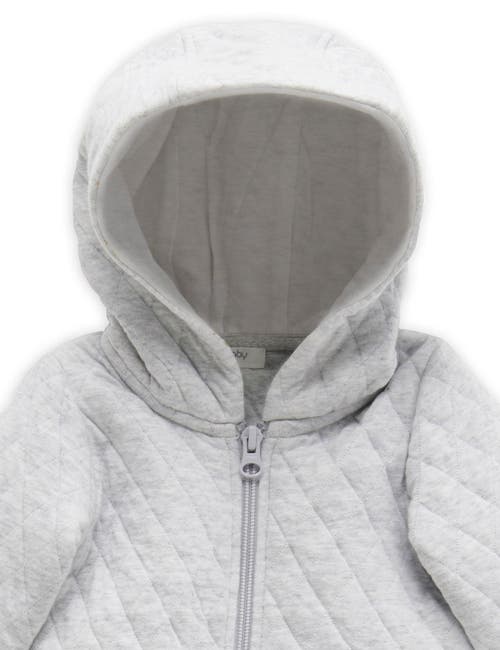 Purebaby Quilted Hooded Coverall Onsie In Gray