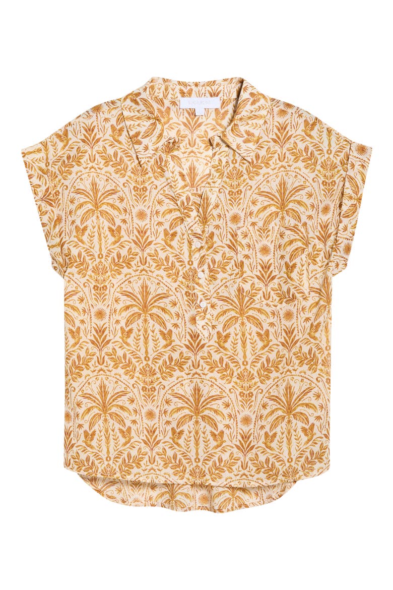 Calina Tropical Cory Button-Up Top, Alternate, color, CREAM-BROWN