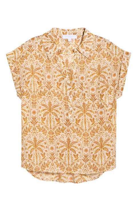 Calina Tropical Cory Button-Up Top