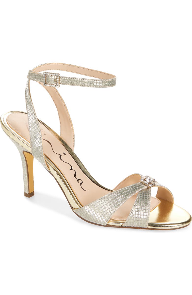 Nina Vinka Crystal Embellished Sandal, Main, color, Platino
