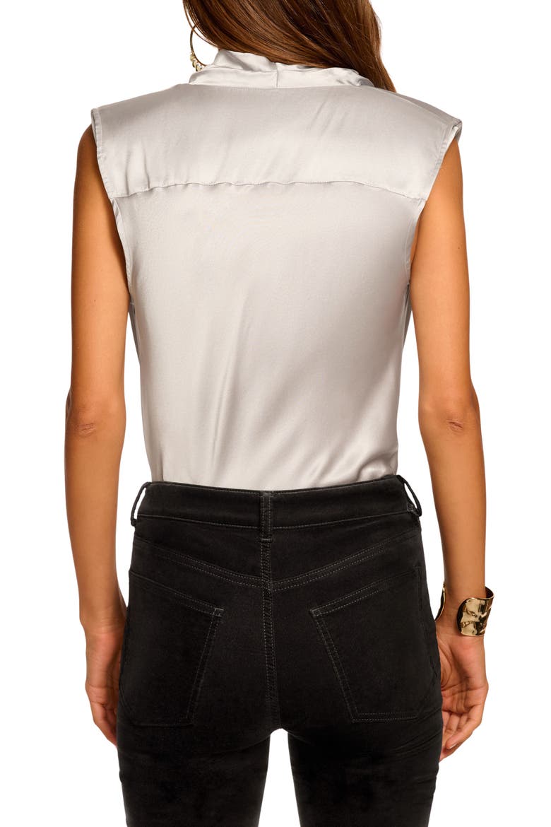 Gregory Metallic Cowl Neck Sleeveless Stretch Silk Top, Alternate, color, SILVER