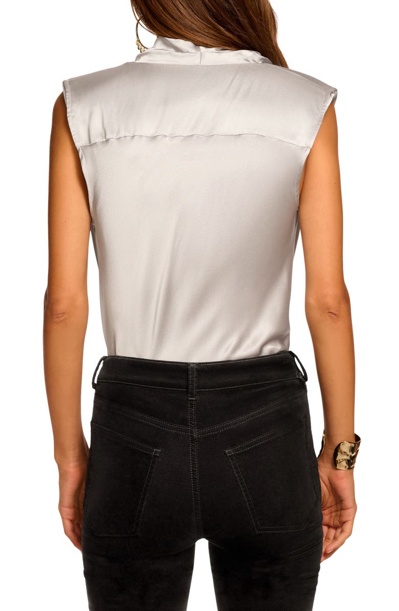 Ramy Brook Gregory Metallic Cowl Neck Sleeveless Stretch Silk Top, Alternate, color, Silver