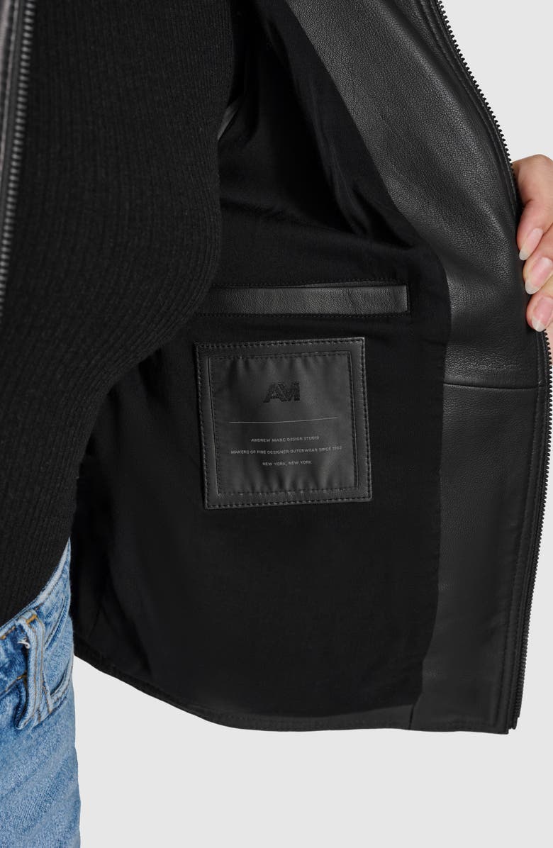 Andrew Marc Beatrix Leather Jacket, Alternate, color, Black