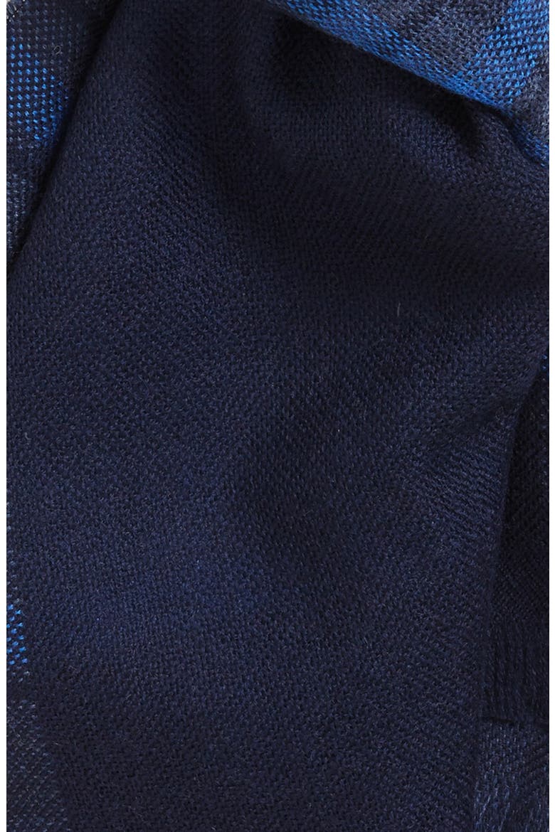 Ermenegildo Zegna Plaid Wool Scarf, Alternate, color, NAVY