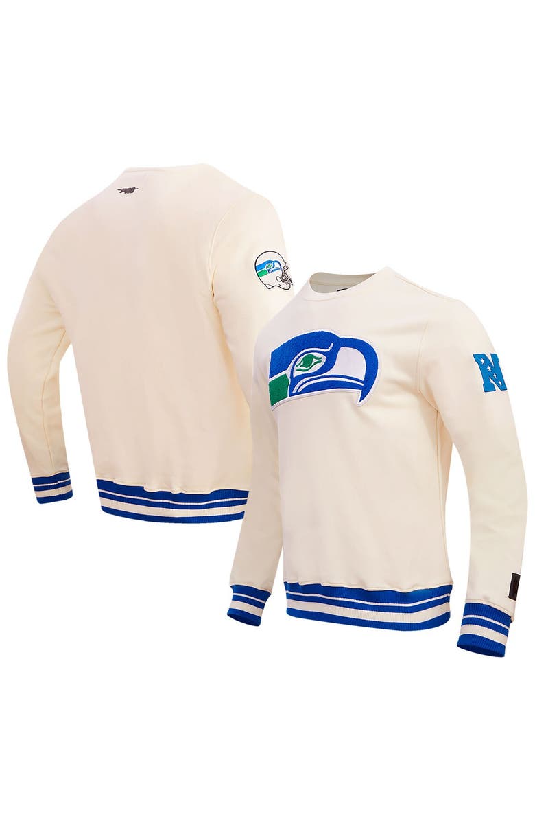 PRO STANDARD Men's Pro Standard Cream Seattle Seahawks Retro Classics Fleece Pullover Sweatshirt, Alternate, color, Cream