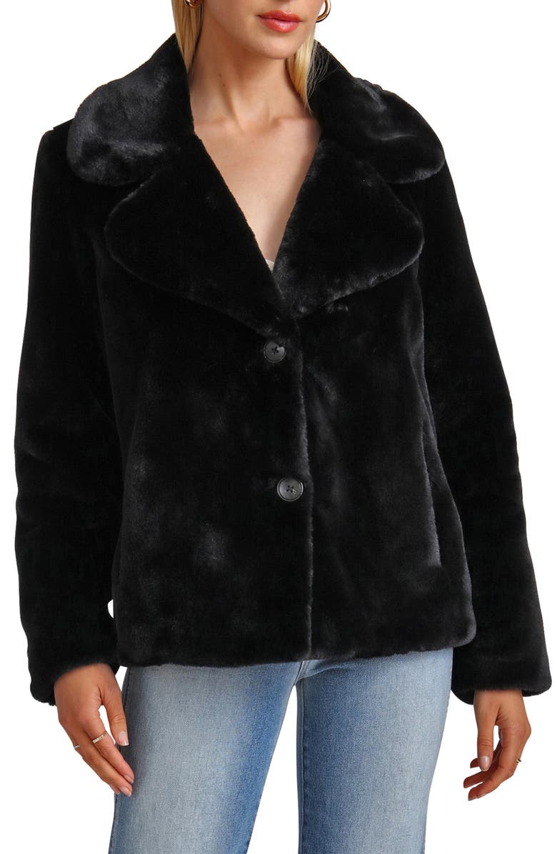 Avec Les Filles Notch Collar Faux Fur Coat, Alternate, color,