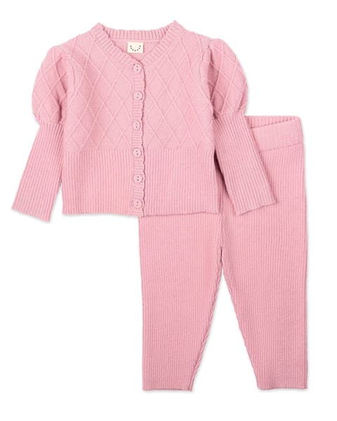 Kid
s Juliet Mixed Knit Cardigan and Legging Set (Toddler)