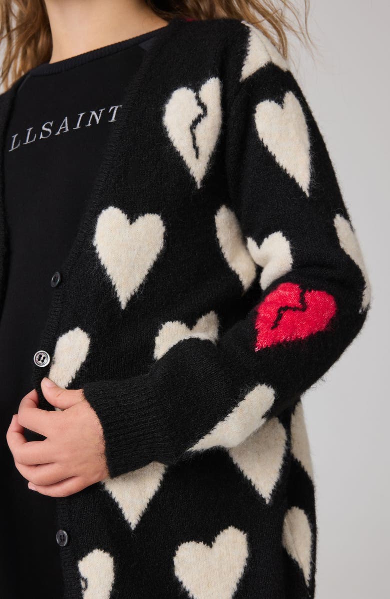 smALLSAINTS by ALLSAINTS Kids' Heartbreak Jacquard Cardigan, Alternate, color, 