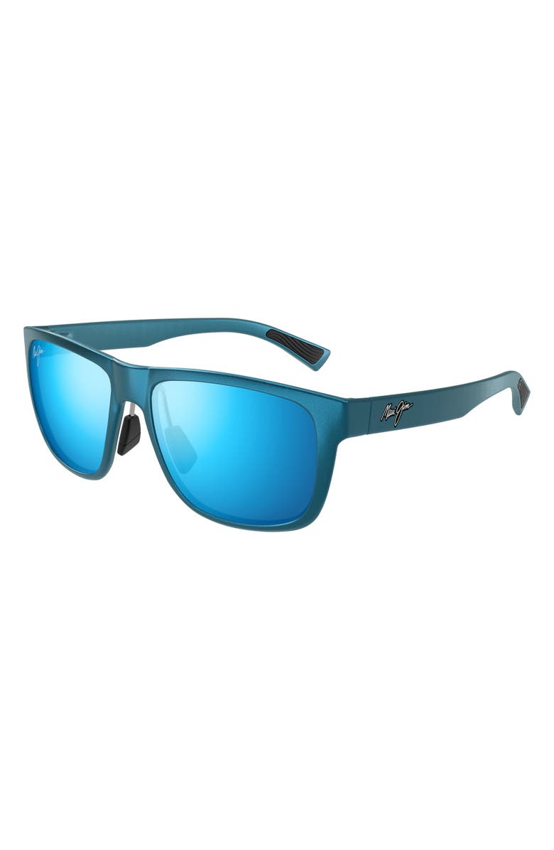 Maui Jim Puakea 57mm PolarizedPlus2<sup>®</sup> Square Sunglasses, Alternate, color, Blue/ Blue Hawaii