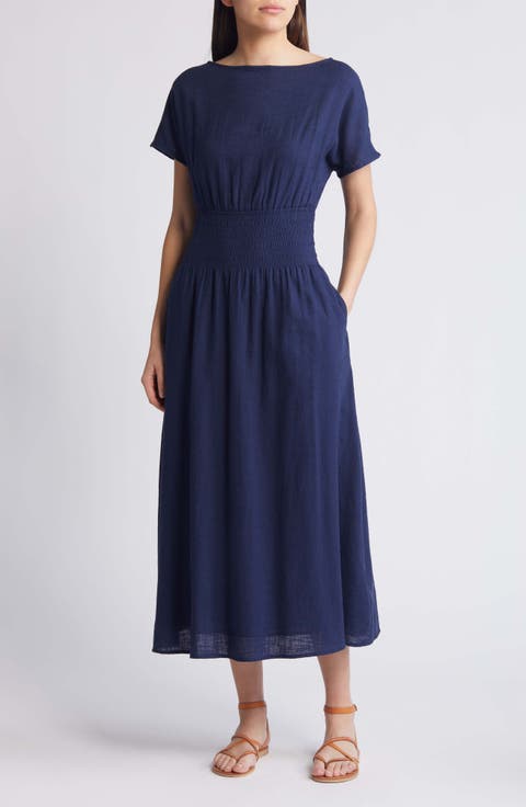 Coast to Coast Smocked Waist Organic Cotton Maxi Dress