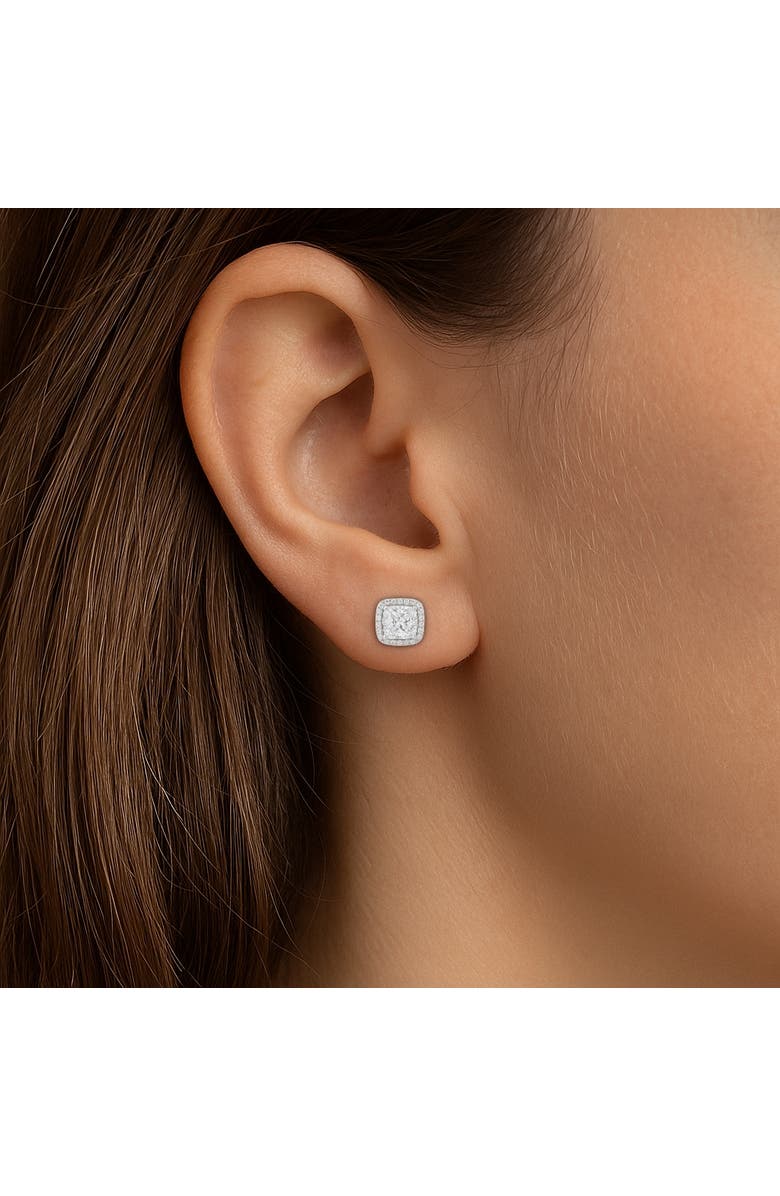 Donatello Gian Sterling Silver Square Halo Earrings, Alternate, color, Silver