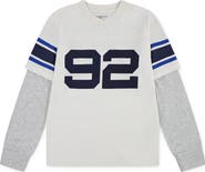 abercrombie kids Kids' Long Sleeve Football Hangdown Graphic T-Shirt