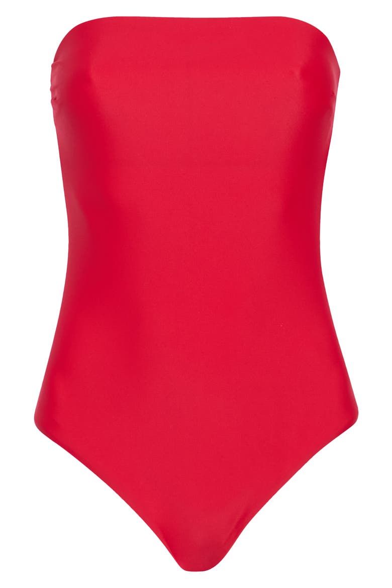 Bandeau One-Piece Swimsuit, Alternate, color, POPPY