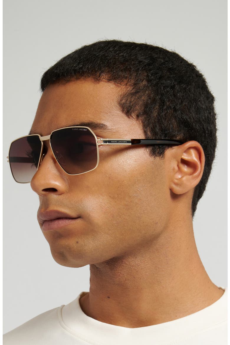 61mm Gradient Navigator Sunglasses, Alternate, color, MATTE GOLD HAVANA/ BROWN SF