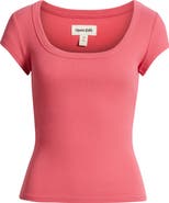 Open Edit Scoop Neck Stretch Cotton T-Shirt