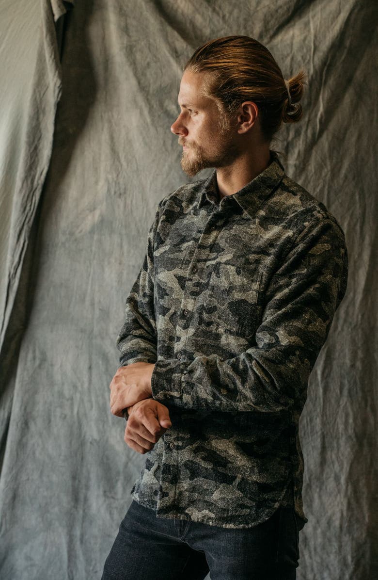 HIROSHI KATO The Ripper Slim Fit Camouflage Brushed Button-Up Shirt, Alternate, color, 