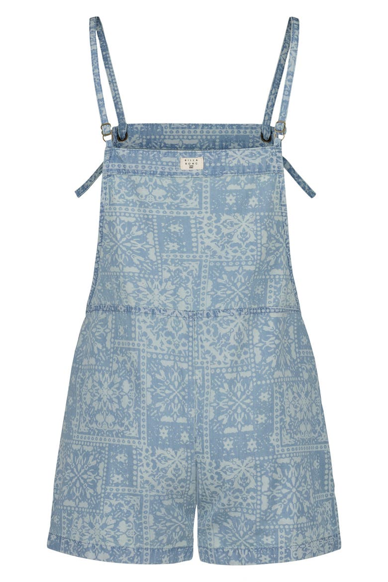 Kids' Wave Watch Jr. Bandana Print Denim Romper, Alternate, color, IVORY WATER WASH