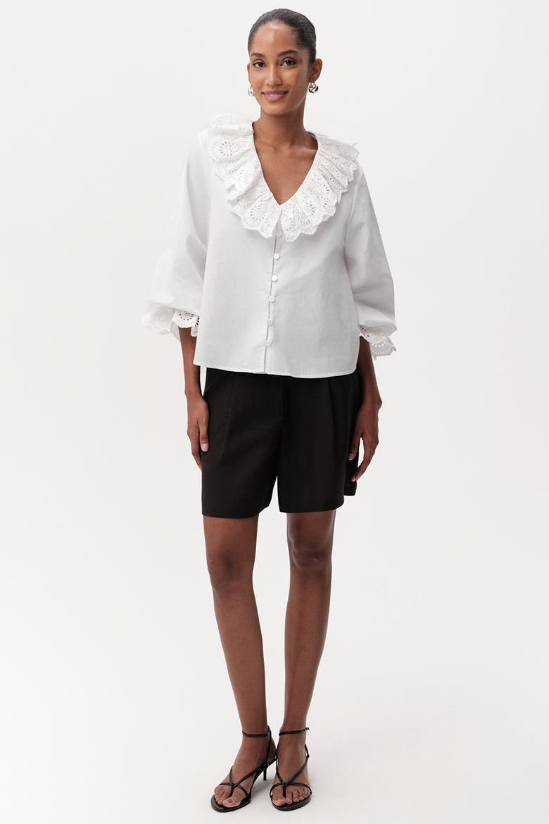 Bibiane Broderie Embroidered Blouse, Alternate, color, White