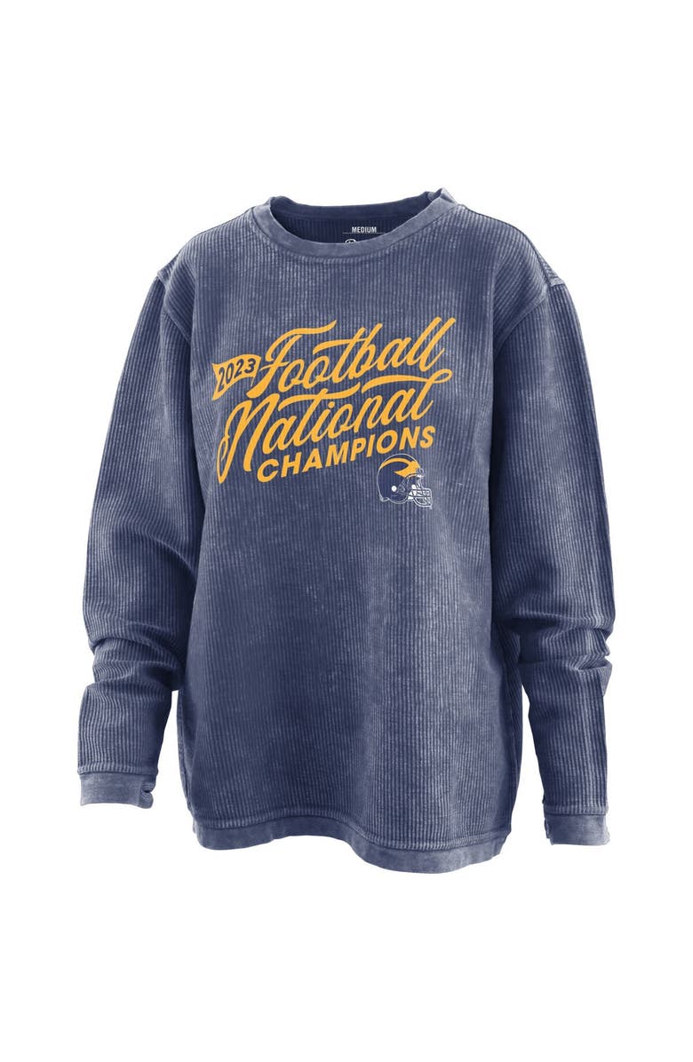 PRESSBOX Women's Pressbox  Navy Michigan Wolverines College Football Playoff 2023 National Champions Comfy Cord Pullover Sweatshirt, Alternate, color, Navy