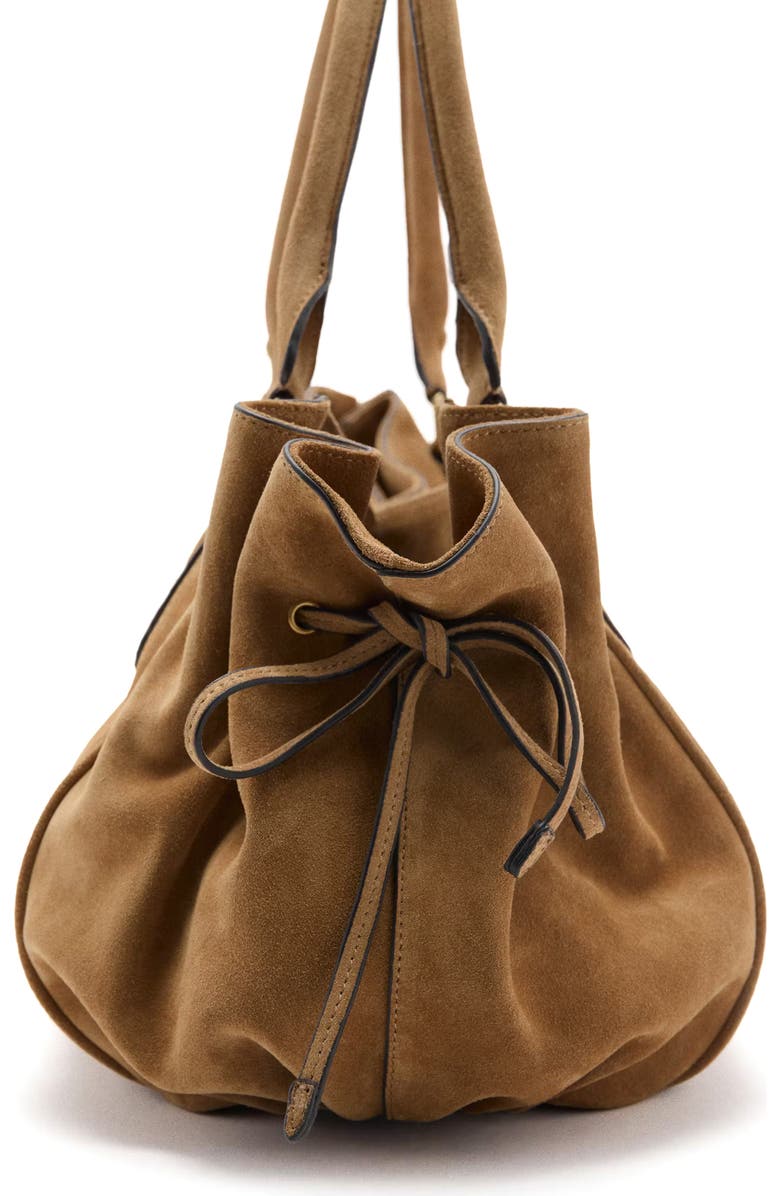 MANGO Starring Hailey Bieber Suede Shoulder Bag, Alternate, color, Medium Brown
