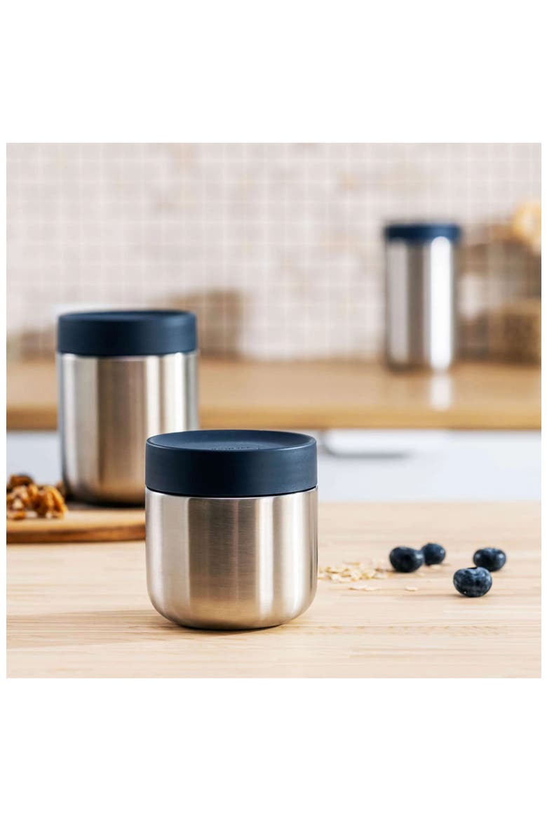 Nommie 12-Ounce Stainless Steel Food Container, Alternate, color, NAVY AND STEEL