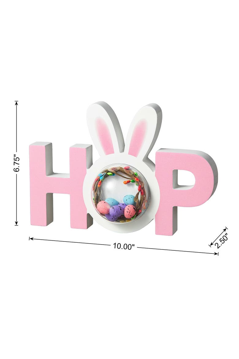 10"L Easter Wooden Hop Table Decor, Alternate, color, Pink