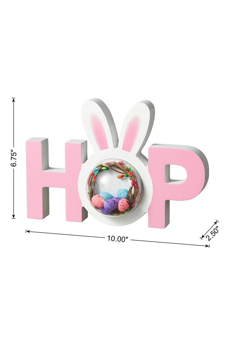 Glitzhome 10"L Easter Wooden Hop Table Decor, Alternate, color, Pink