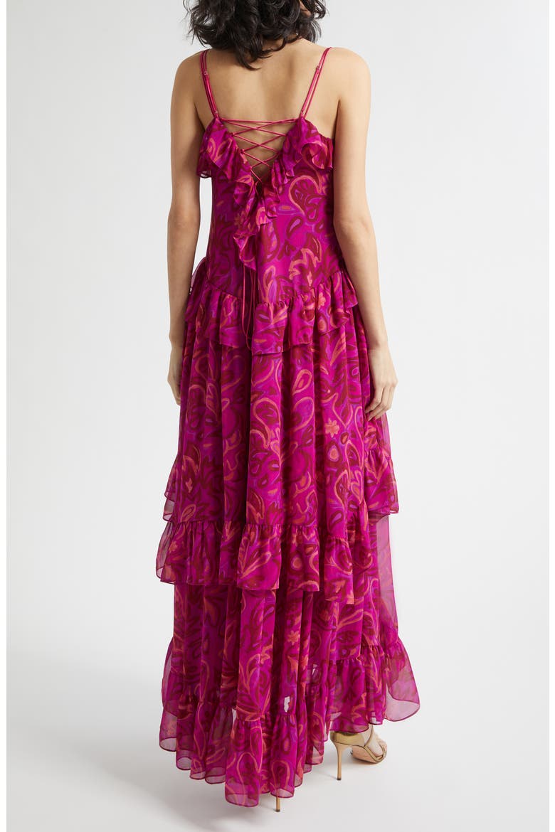 Anahi Paisley Bloom Ruffle Maxi Dress, Alternate, color, PURPLE GARNET MULTI