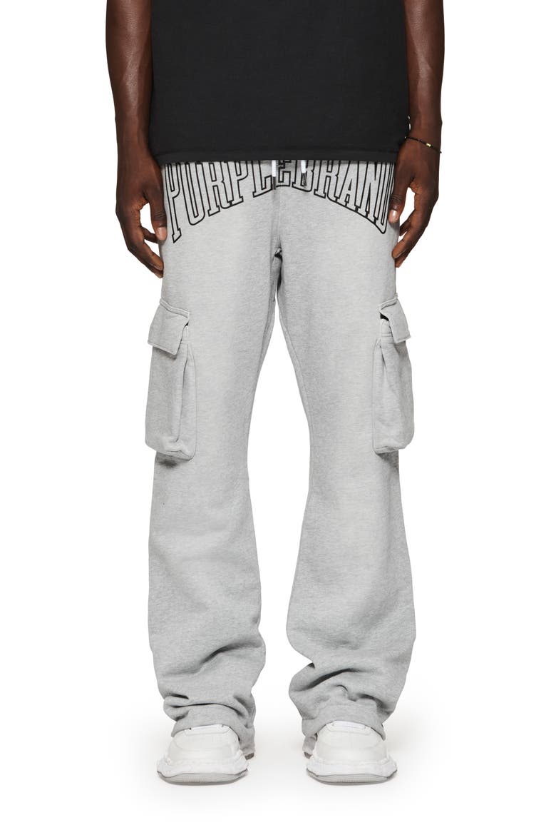 MWT Fleece Flared Cargo Pants, Main, color, HEATHER