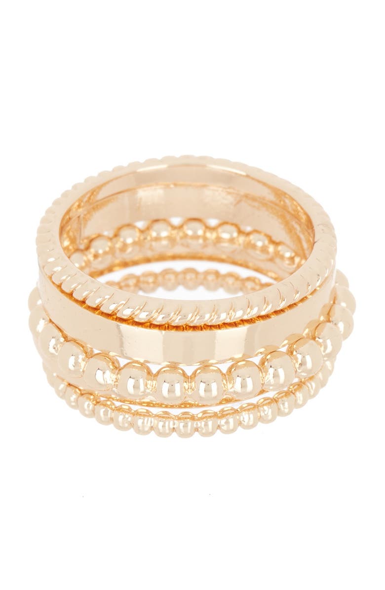 Nordstrom Mixed Texture Metal Ring Stack, Main, color, Gold