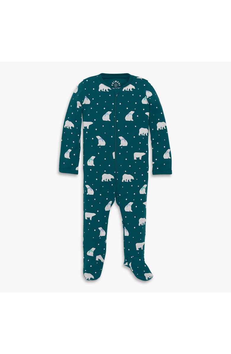 Primary Baby Organic Zip Footie In Holiday Animal Friends, Main, color, Forest Polar Bears