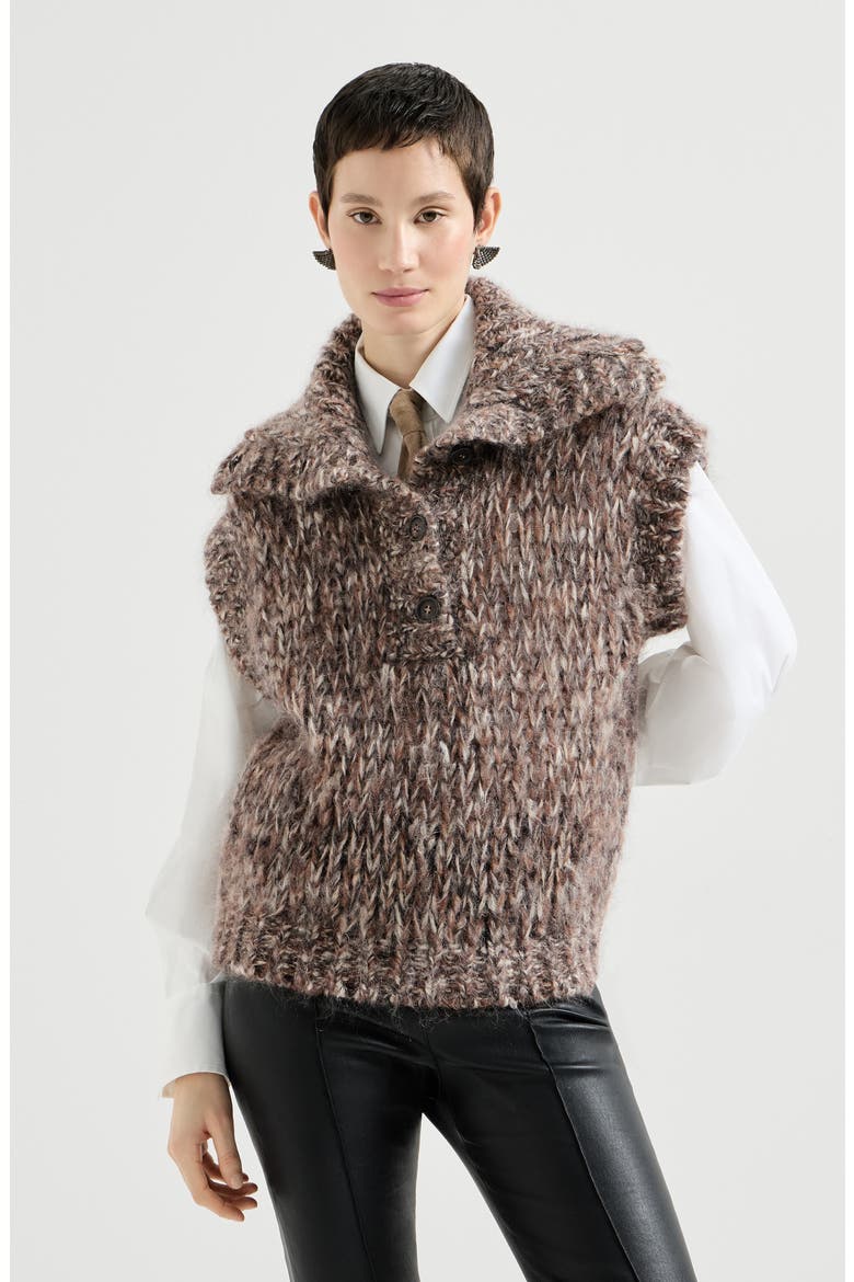 Malfilé mohair turtleneck sweater vest, Main, color, Bark
