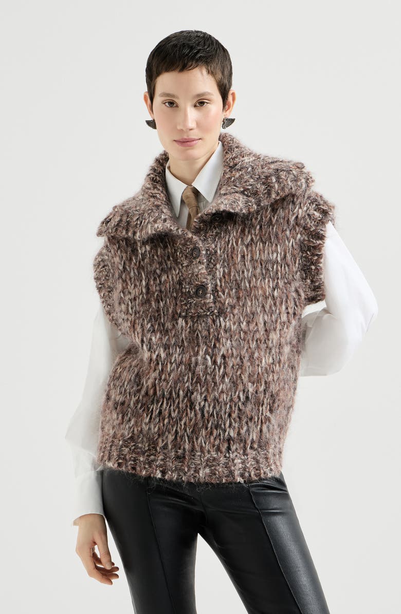 Brunello Cucinelli Malfilé mohair turtleneck sweater vest, Main, color,