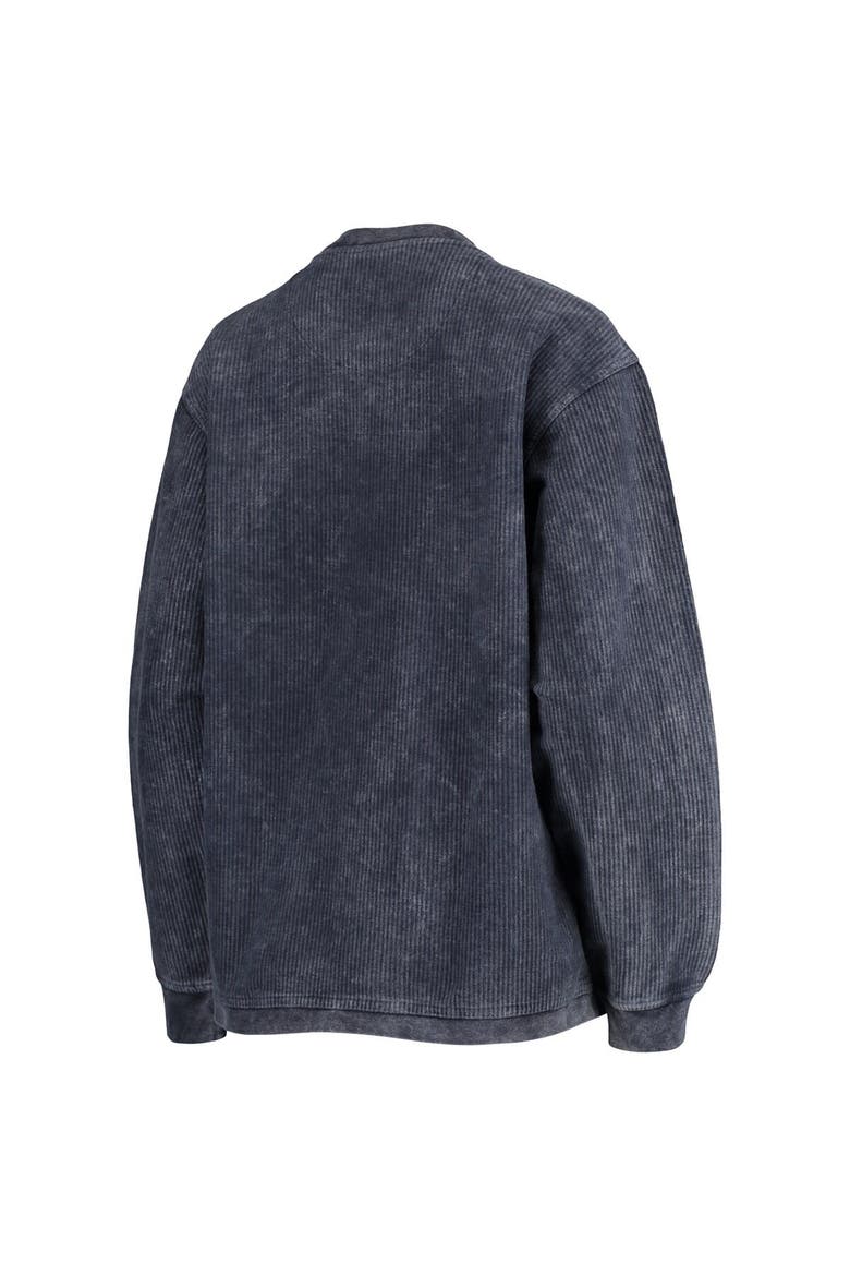 Women's Pressbox Navy Gonzaga Bulldogs Comfy Cord Vintage Wash Basic Arch Pullover Sweatshirt, Alternate, color, Navy