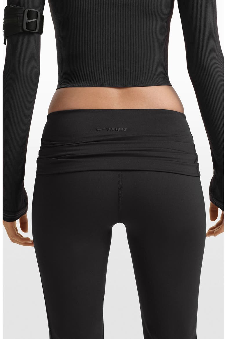 Matte Flared Foldover Waist Pants, Alternate, color, OBSIDIAN