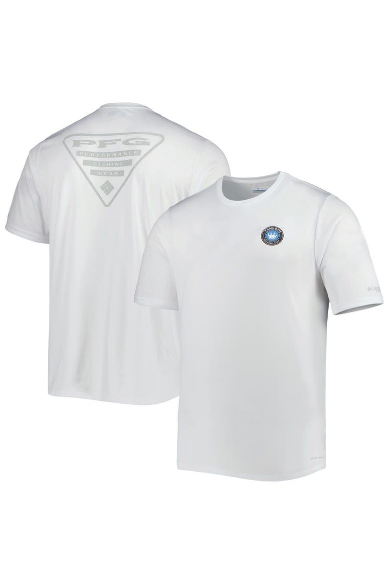 Men's Columbia White Charlotte FC Terminal Tackle Omni-Shade T-Shirt, Main, color, White