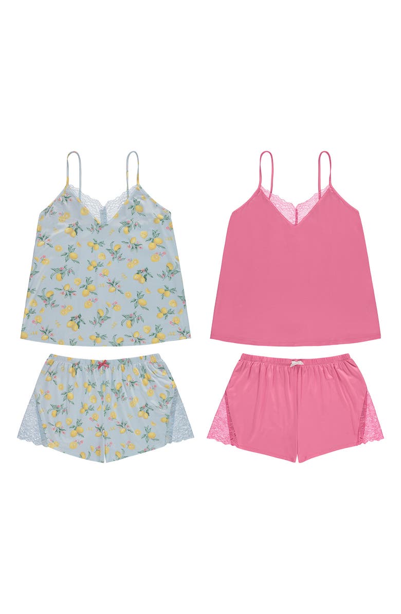 Flora By Flora Nikrooz Stacy 4-Piece Pajama Set, Alternate, color, Aqua