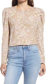 GIBSONLOOK Floral Pleated Sleeve Top