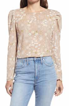 GIBSONLOOK Floral Pleated Sleeve Top