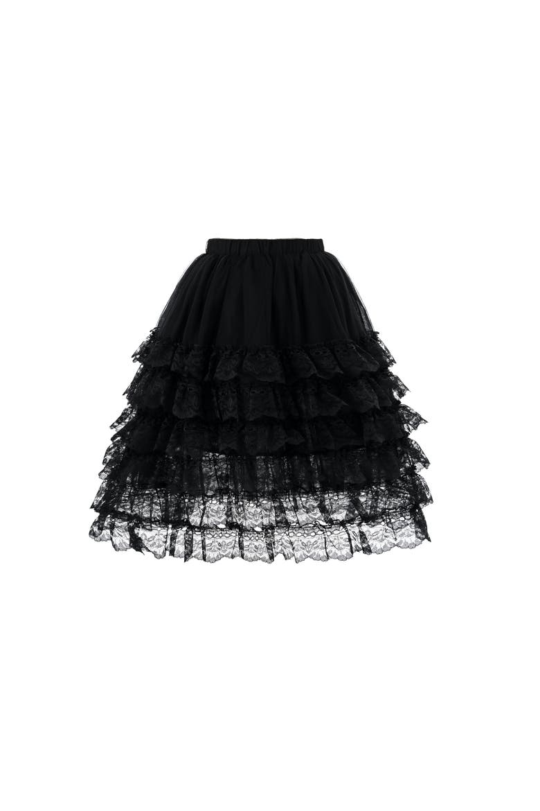 Ribbed Sweater with Lace Skirt, Alternate, color, Cream