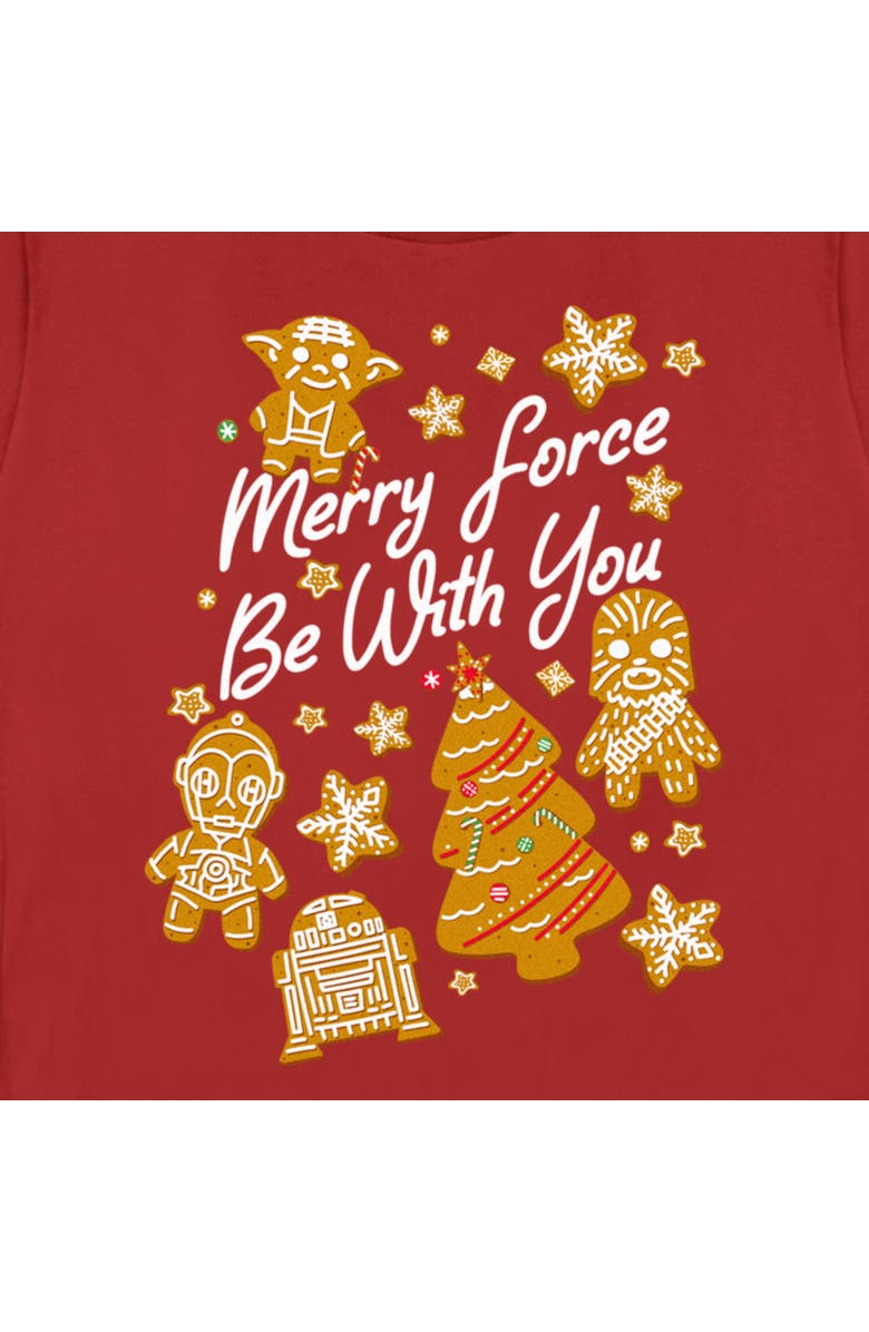 Star Wars Women's Star Wars Christmas Gingerbread Cookies Merry Force Be With You  Graphic T-Shirt, Alternate, color, Red