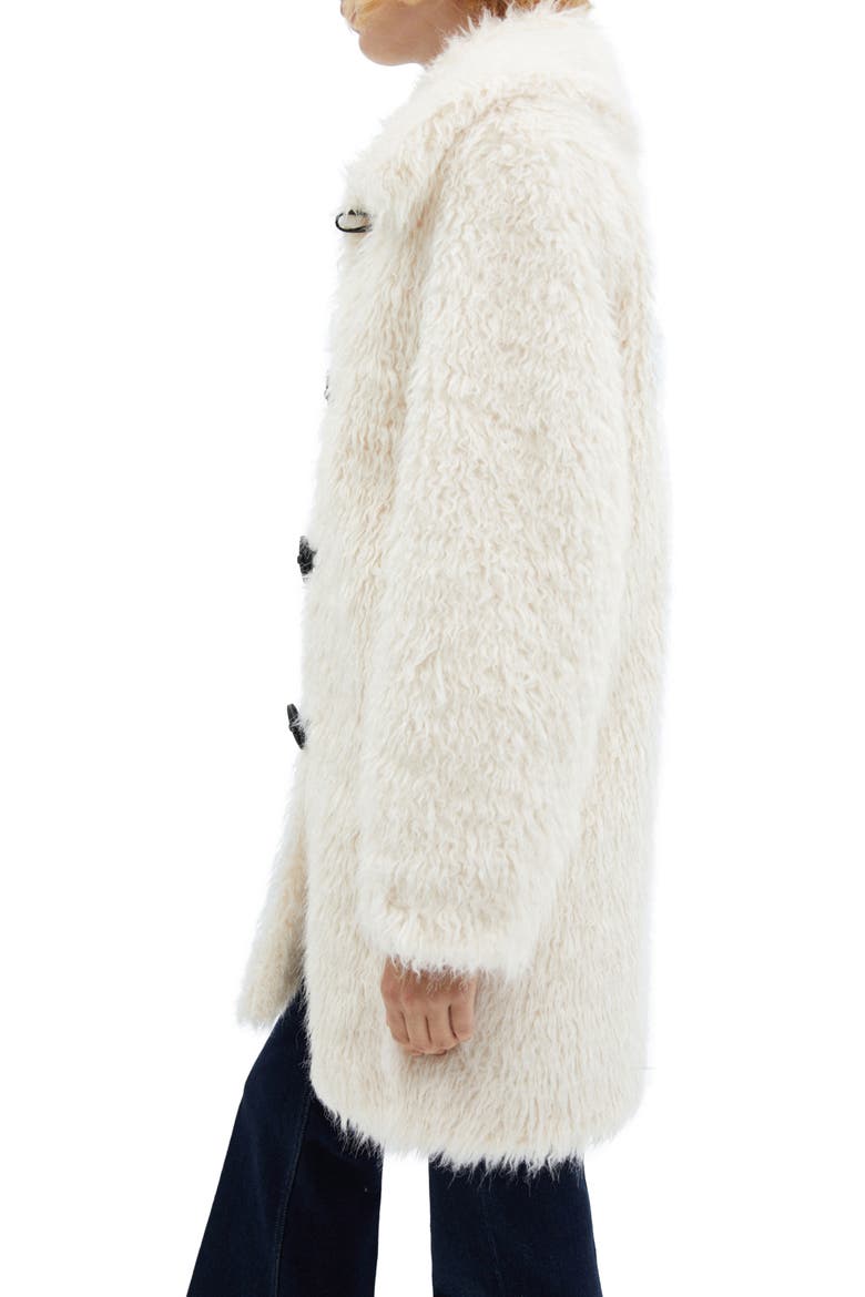 Faux Fur Toggle Coat, Alternate, color, WHITE