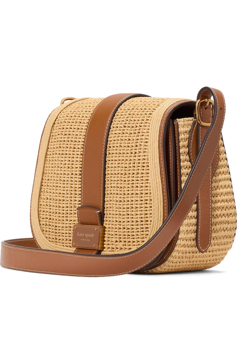 Kate Spade New York medium noveau straw saddle crossbody bag, Alternate, color,