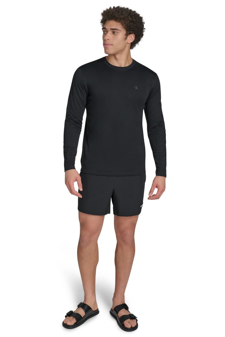 Monogram Logo Long Sleeve Rashguard, Alternate, color, BLACK