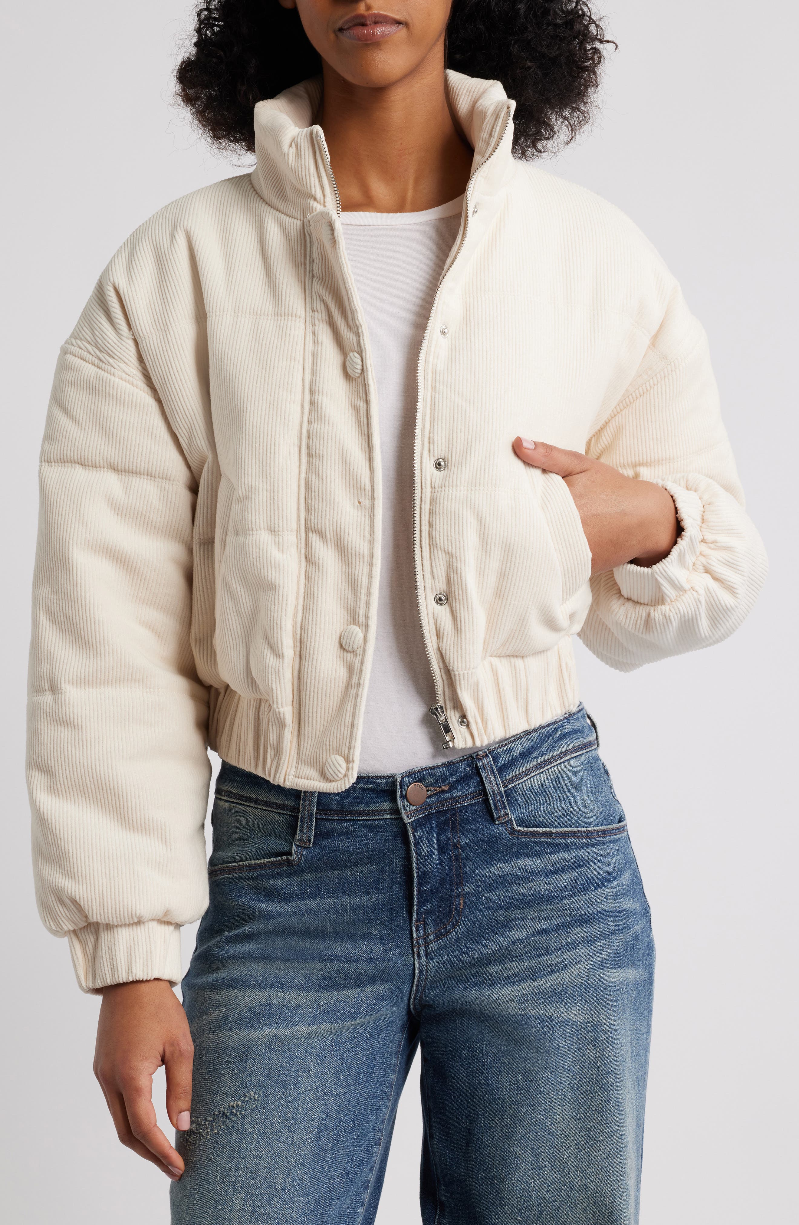 All in Favor Cotton Crop Puffer Jacket