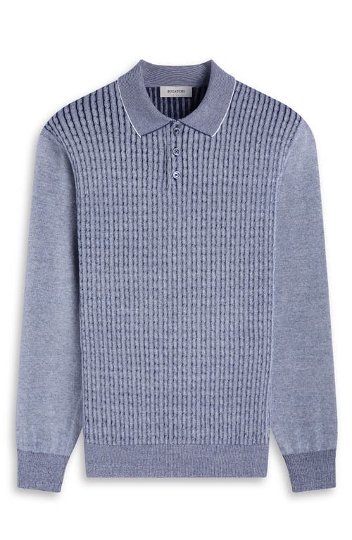 Bugatchi Cable Stitch Cotton Blend Polo Sweater In Blue