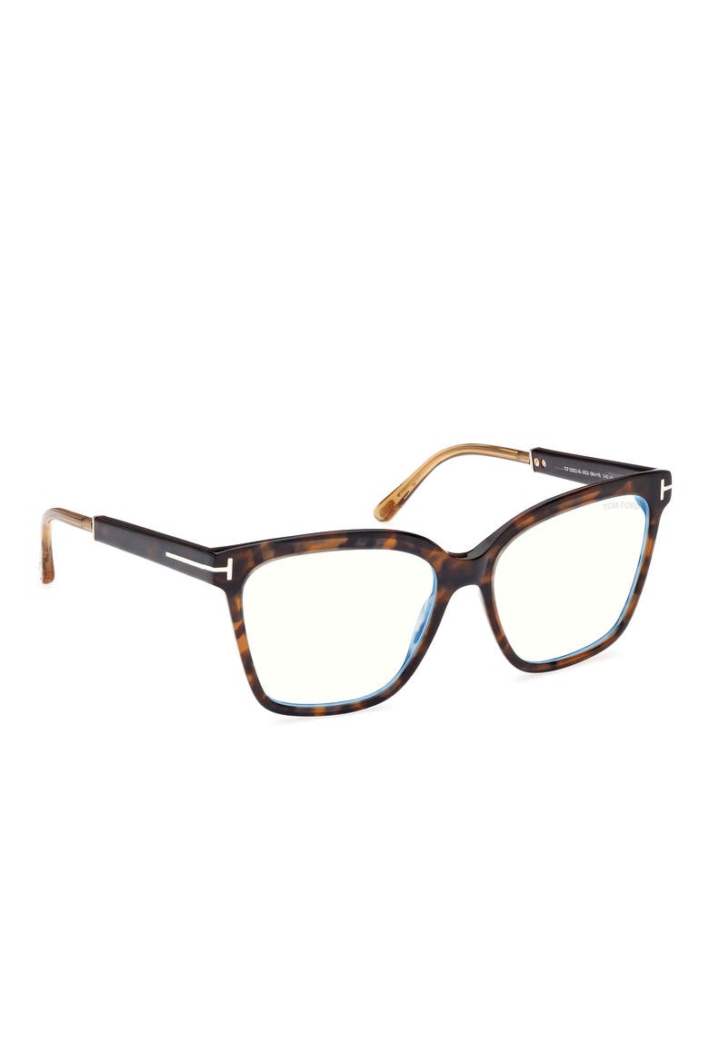 56mm Square Blue Light Blocking Optical Glasses, Alternate, color, HAVANA ROSE GOLD / T LOGO