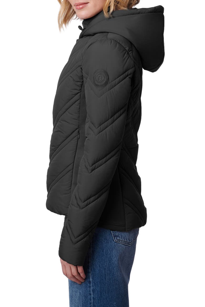 Hooded Puffer Jacket with Bib, Alternate, color, BLACK