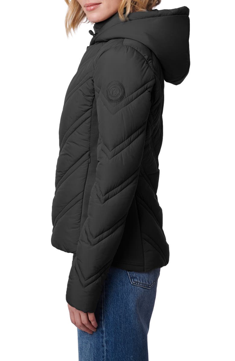 Bernardo Hooded Puffer Jacket with Bib, Alternate, color, Black